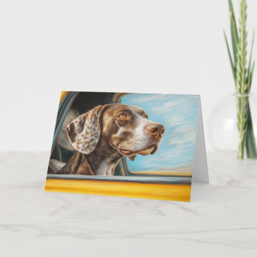 Spotted Dog op een auto-avontuur Art Print Kaart (Voorkant)