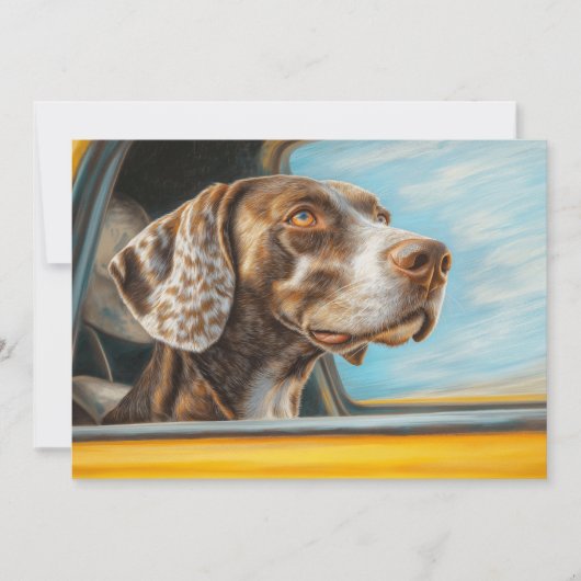 Spotted Dog op een auto-avontuur Art Print Kaart (Voorkant)