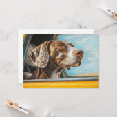 Spotted Dog op een auto-avontuur Art Print Kaart (Voorkant / Achterkant in situ)