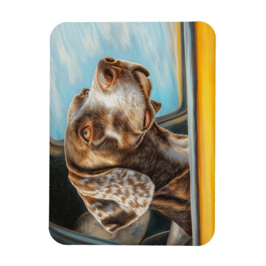 Spotted Dog op een auto-avontuur Art Print Magneet (Verticaal)