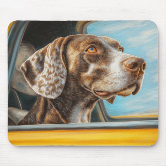 Spotted Dog op een auto-avontuur Art Print Muismat (Voorkant)