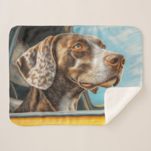 Spotted Dog op een auto-avontuur Art Print Sherpa Deken