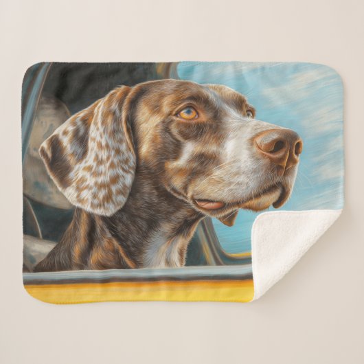 Spotted Dog op een auto-avontuur Art Print Sherpa Deken (Voorkant (horizontaal))