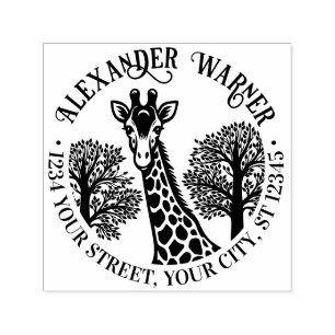 Spotted Giraffe Head #3 Naam Retouradres Zelfinktende Stempel