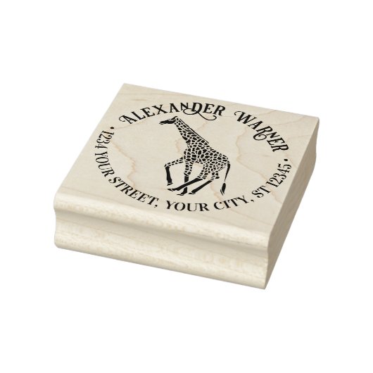 Spotted Giraffe Silhouet Naam Retouradres Rubberstempel (Stempel)