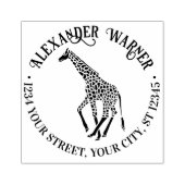Spotted Giraffe Silhouet Naam Retouradres Rubberstempel (Afrduk)