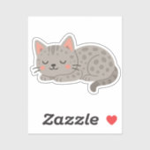 Spotted Gray Leopard Cat – Playful Cartoon Sticker (Vel)