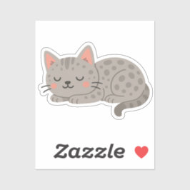 Spotted Gray Leopard Cat – Playful Cartoon Sticker