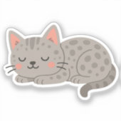 Spotted Gray Leopard Cat – Playful Cartoon Sticker (Voorkant)