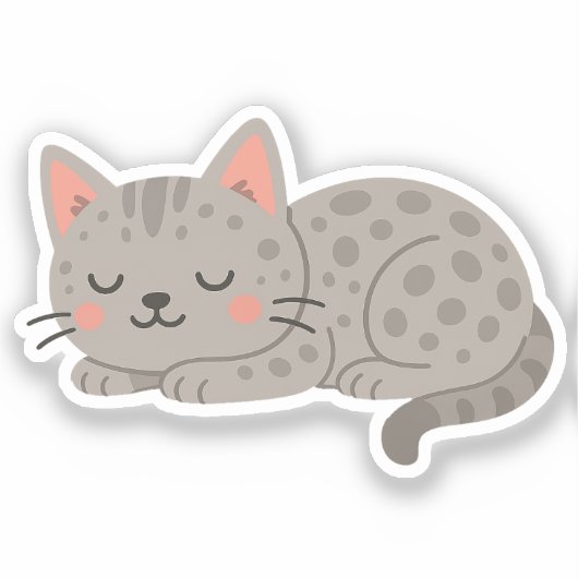 Spotted Gray Leopard Cat – Playful Cartoon Sticker (Voorkant)