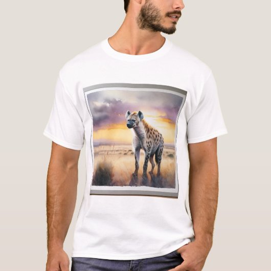 Spotted Hyena at Sunset REF68 - Watercolor T-shirt (Voorkant)