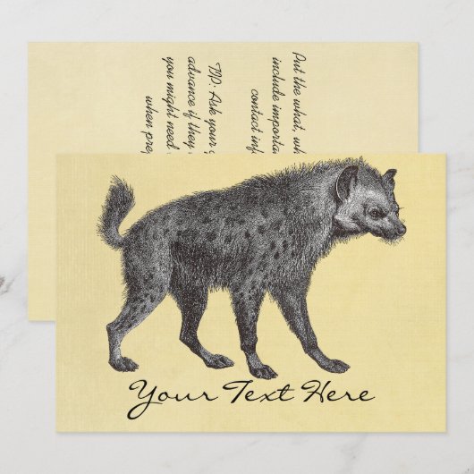 Spotted Hyena Uitnodiging (Voorkant / Achterkant)