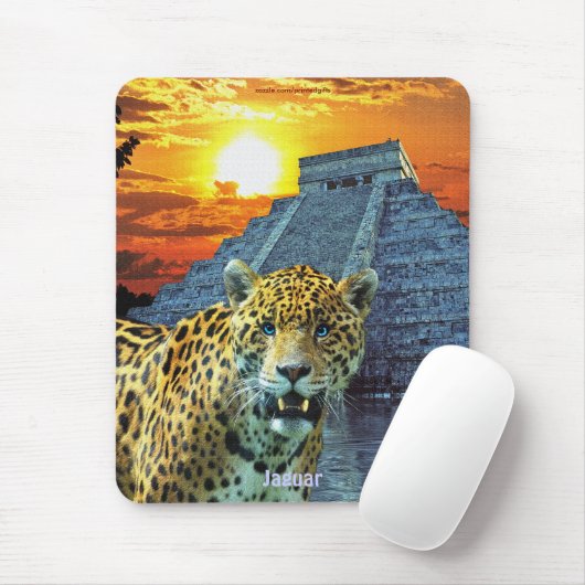 Spotted Jaguar & Chichen Itza Temple & Sunset Muismat (Met muis)