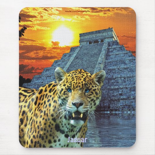 Spotted Jaguar & Chichen Itza Temple & Sunset Muismat (Voorkant)