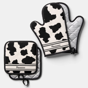 Spotted Moo Cow Dutch Holstein Animal Spots Ovenwant & Pannenlap Set