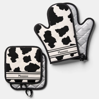 Spotted Moo Cow Dutch Holstein Animal Spots Ovenwant & Pannenlap Set