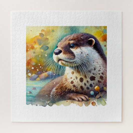 Spotted Neck Otter 230824AREF106 - Watercolor Legpuzzel (Verticaal)