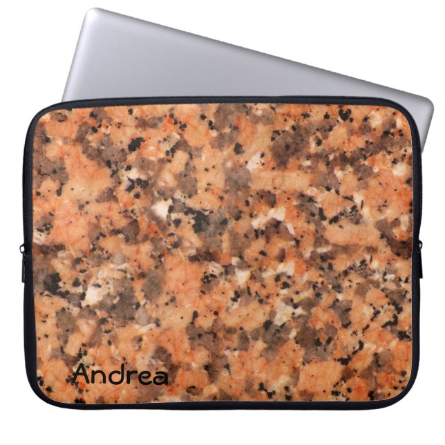 Spotted Rock Texture Lively Pattern Oranje Black Laptop Sleeve (Voorkant)