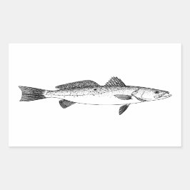 Spotted Seatrout - Gespikkelde Forel  Line Art Rechthoekige Sticker