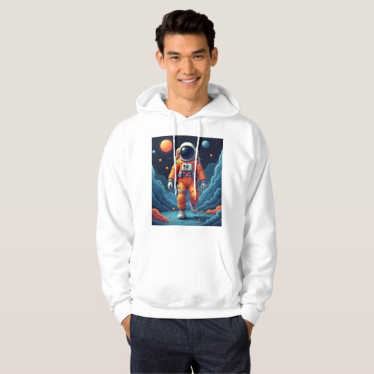 Spotted Spaceman Mannen Hoodie (Voorkant volledig)