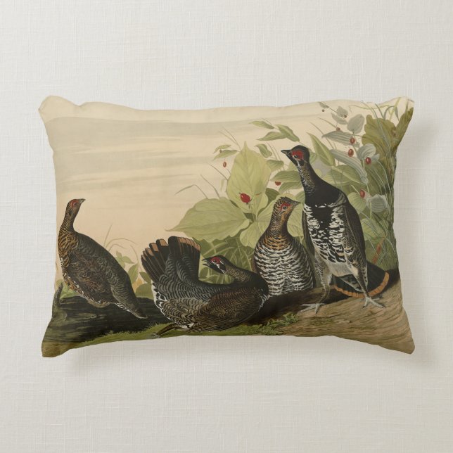 Spotted (Spruce) Grouse Audubon's vogels in Amerik Accent Kussen (Voorkant)