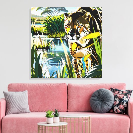 Spotted Streak: jachtluipaard Canvas Afdruk (Insitu (Woonkamer))