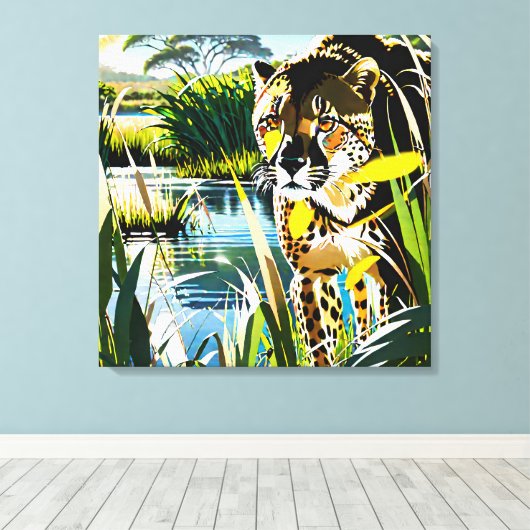 Spotted Streak: jachtluipaard Canvas Afdruk (Insitu (Houten vloer))