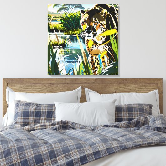 Spotted Streak: jachtluipaard Canvas Afdruk (Insitu (Slaapkamer))