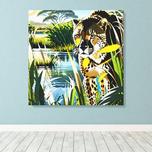 Spotted Streak: jachtluipaard Canvas Afdruk (Insitu (Houten vloer))