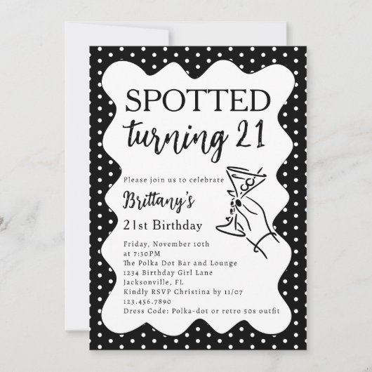 Spotted Turning 21 Polka Dot 21st Birthday Party Kaart (Voorkant)