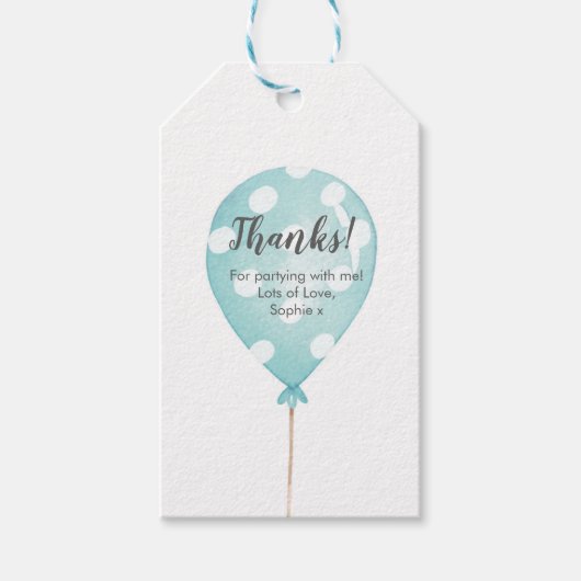 Spotty Balloon Dank u labels | Favoriete labels Cadeaulabel (Voorkant)