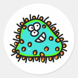 Spotty Cartoon Germ Ronde Sticker
