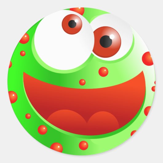 Spotty Green Smilie Ronde Sticker (Voorkant)