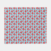 Spotty Red Teapot en Cups Blue Pattern Fleece Deken (Voorkant (Horizontaal))