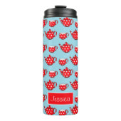 Spotty Red Teapot en Cups Pattern Personalized Thermosbeker (Voorkant)