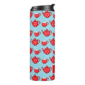 Spotty Red Teapot en Cups Pattern Personalized Thermosbeker (Gedraaid links)