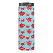 Spotty Red Teapot en Cups Pattern Personalized Thermosbeker (Achterkant)