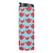 Spotty Red Teapot en Cups Pattern Personalized Thermosbeker (Geroteerd rechts)