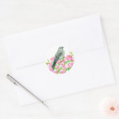 Spotvogel Roze Magnolia Waterverf Ronde Sticker (Envelop)