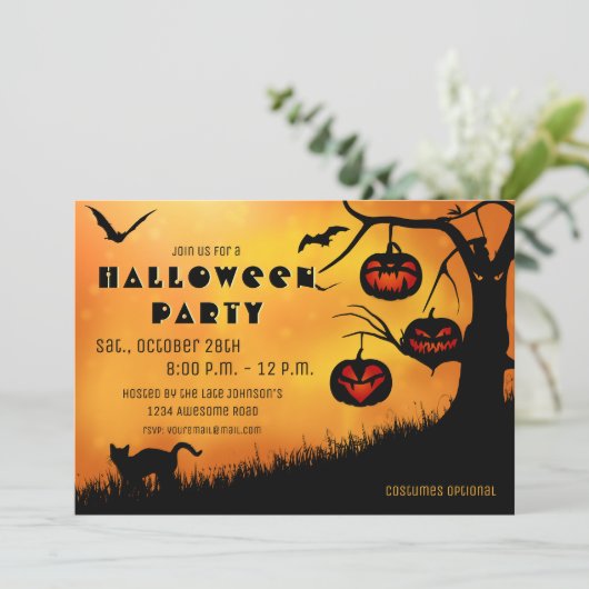 Sppoky Halloween Jack o lantrotern Invitation Kaart (Staand voorkant)