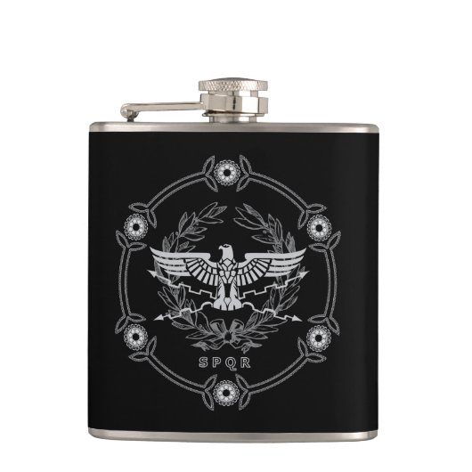 SPQR De Romeinse Rijk Emblem Vinyl Wrapped Flask. Heupfles (Voorkant)