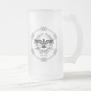 SPQR Het Romeinse Rijk Emblem Frosted Glass Mok. Matglas Bierpul