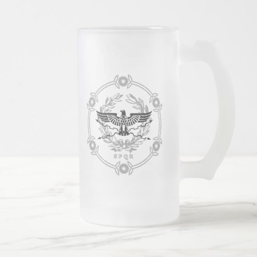 SPQR Het Romeinse Rijk Emblem Frosted Glass Mok. Matglas Bierpul (Rechts)