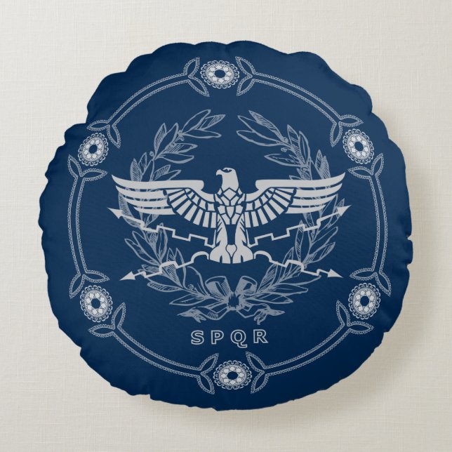 SPQR Het Romeinse Rijk Emblem Sierkussen. Rond Kussen (Voorkant)