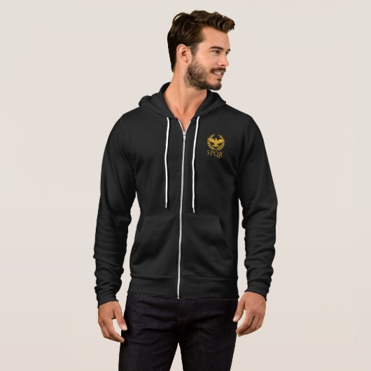 SPQR Roman Eagle Emblem – Golden Aquila & Laurel Hoodie (Voorkant volledig)