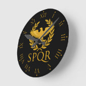 SPQR Roman Eagle Emblem – Golden Aquila & Laurel Ronde Klok (Hoek)
