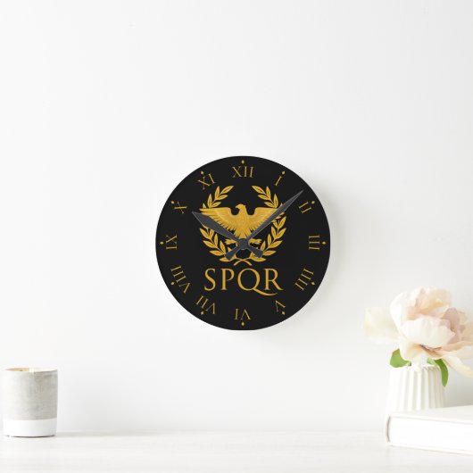 SPQR Roman Eagle Emblem – Golden Aquila & Laurel Ronde Klok (Huis)