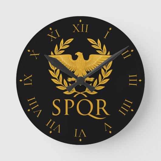 SPQR Roman Eagle Emblem – Golden Aquila & Laurel Ronde Klok (Voorkant)