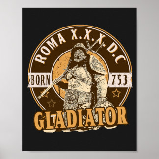 SPQR Roman Gladiator T-Shirt Poster