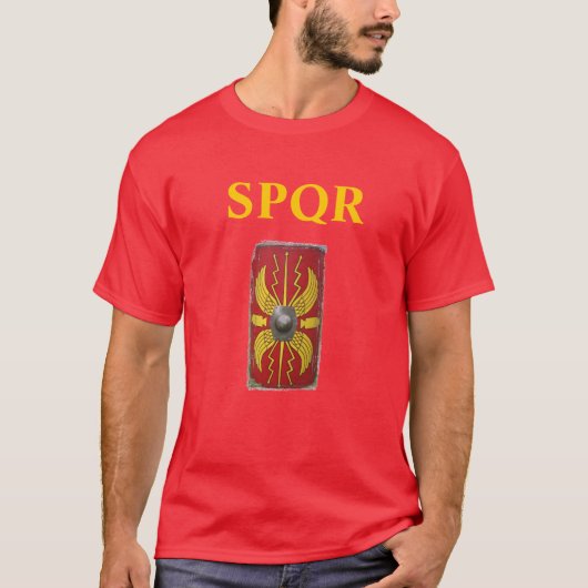 SPQR - Scutum - rood en goud T-shirt (Voorkant)